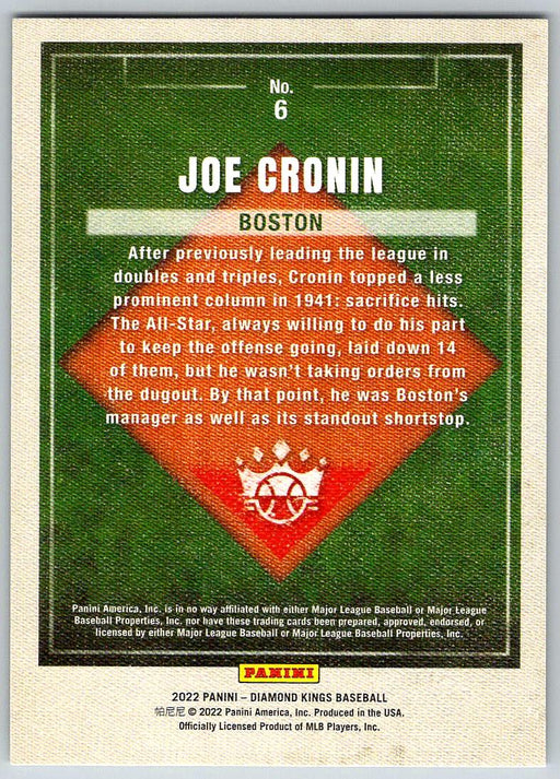 Joe Cronin 2022 Panini Diamond Kings # 6 Boston Red Sox - Collectible Craze America