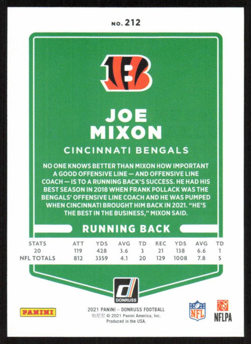 Joe Mixon 2021 Donruss Football # 212 Cincinnati Bengals Base - Collectible Craze America