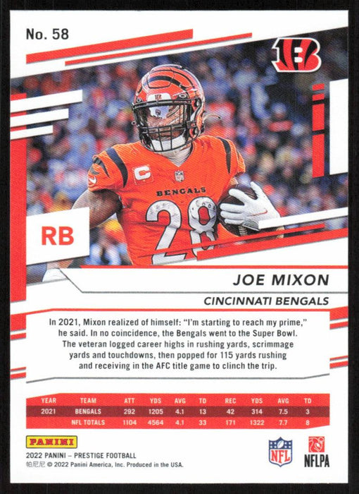 Joe Mixon 2022 Panini Prestige # 58 Cincinnati Bengals - Collectible Craze America