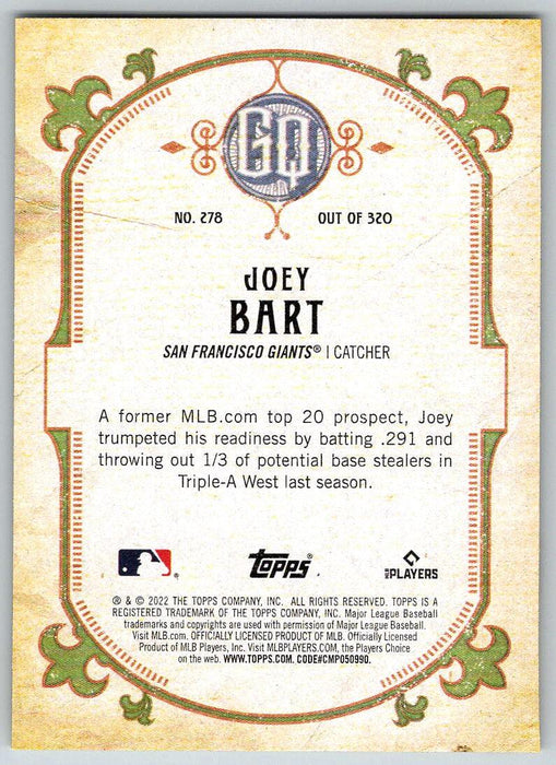 Joey Bart 2022 Topps Gypsy Queen # 278 San Francisco Giants - Collectible Craze America