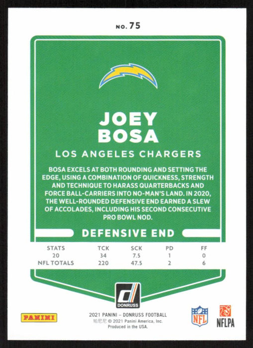 Joey Bosa 2021 Donruss Football # 75 Los Angeles Chargers Base - Collectible Craze America