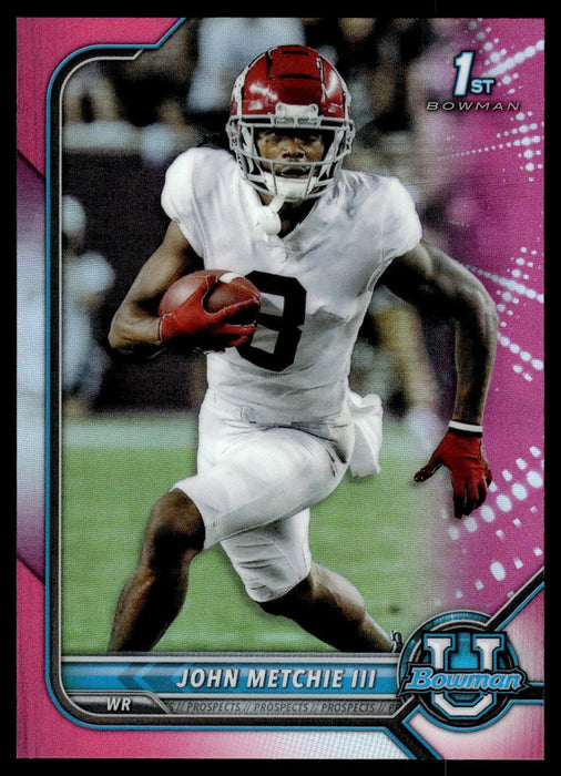 John Metchie III 2021 Bowman University Football # 47 1st Pink Refractor Alabama Crimson Tide - Collectible Craze America