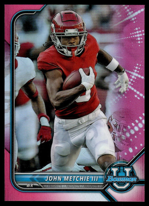 John Metchie III 2021 Bowman University Football # 99 Pink Refractor Alabama Crimson Tide - Collectible Craze America