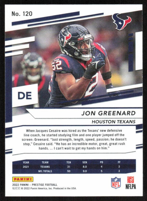 Jon Greenard 2022 Panini Prestige # 120 Houston Texans - Collectible Craze America