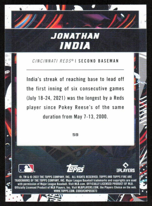 Jonathan India 2022 Topps Fire Baseball # 59 Cincinnati Reds Base