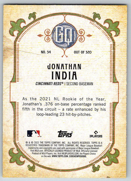 Jonathan India 2022 Topps Gypsy Queen # 34 Cincinnati Reds - Collectible Craze America