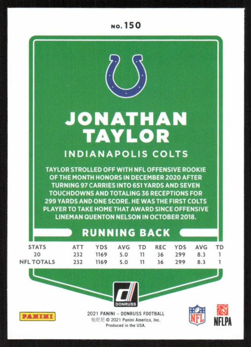 Jonathan Taylor 2021 Donruss Football # 150 Indianapolis Colts Image Variation Base - Collectible Craze America