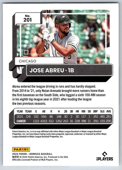 Jose Abreu 2022 Donruss Baseball # 201 Chicago White Sox - Collectible Craze America