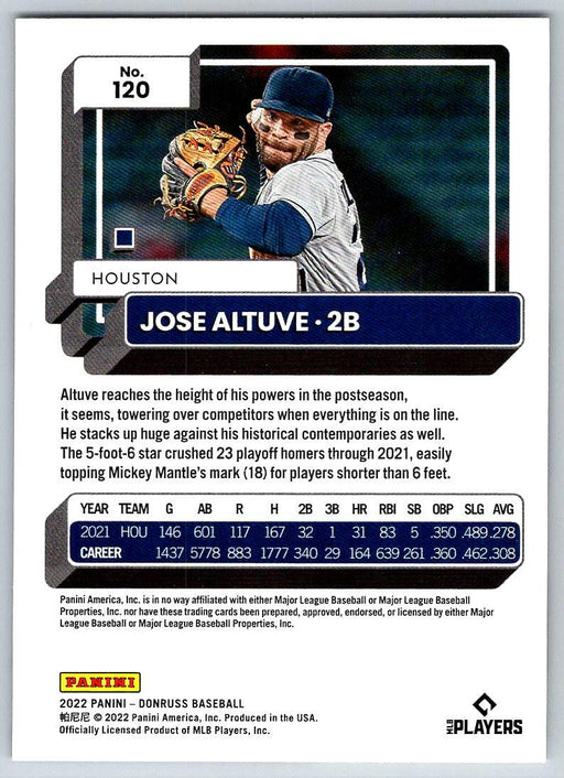 Jose Altuve 2022 Donruss Baseball # 120 Houston Astros - Collectible Craze America