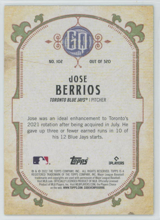 Jose Berrios 2022 Topps Gypsy Queen # 102 Green Border Toronto Blue Jays - Collectible Craze America