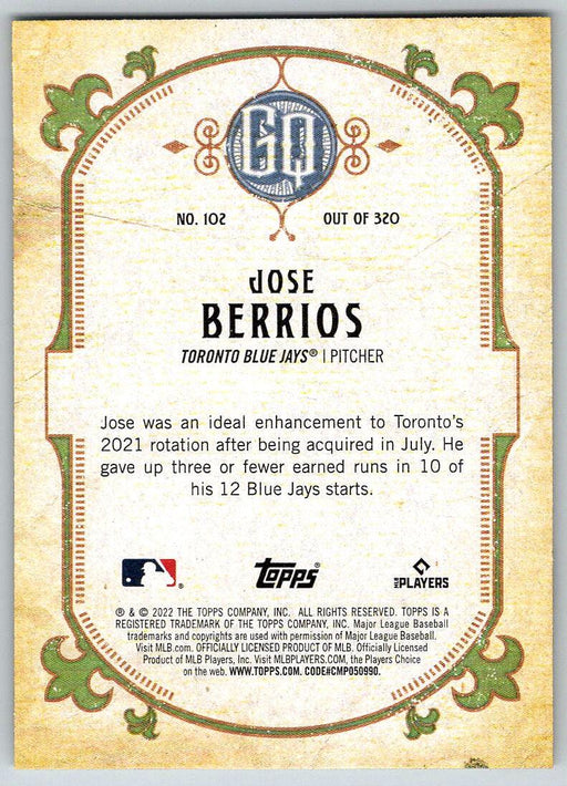 Jose Berrios 2022 Topps Gypsy Queen # 102 Toronto Blue Jays - Collectible Craze America