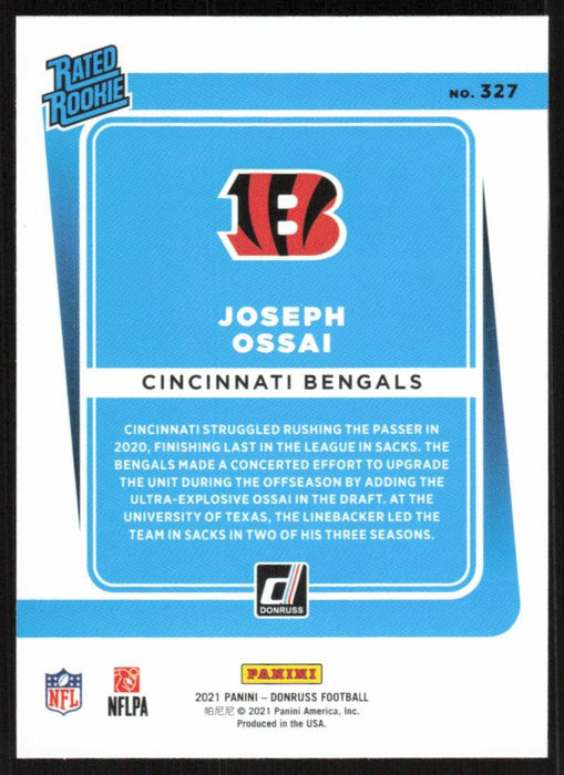 Joseph Ossai 2021 Donruss Football # 327 RC Cincinnati Bengals Rated Rookie Base - Collectible Craze America