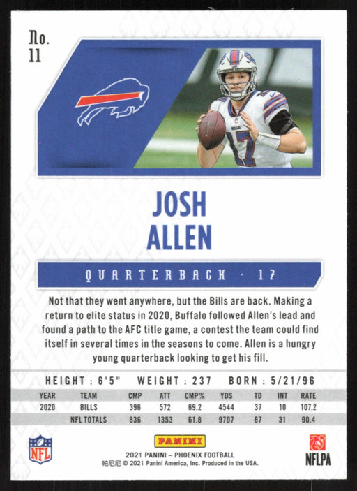 Josh Allen 2021 Panini Phoenix # 11 Buffalo Bills Base - Collectible Craze America