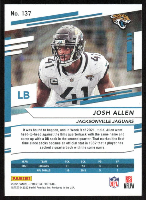 Josh Allen 2022 Panini Prestige # 137 Jacksonville Jaguars - Collectible Craze America