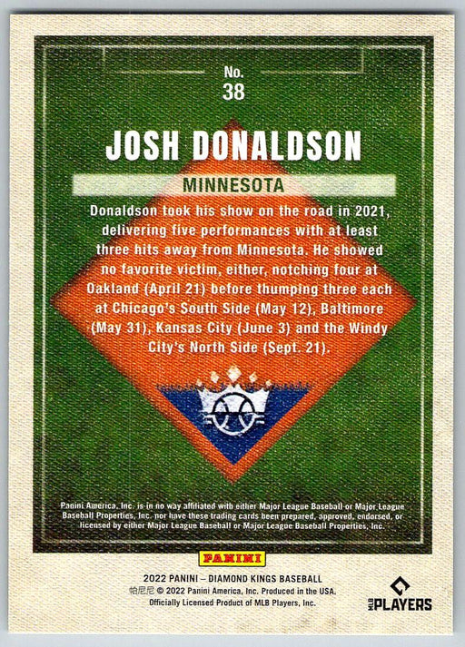 Josh Donaldson 2022 Panini Diamond Kings # 38 Minnesota Twins - Collectible Craze America