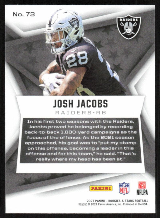 Josh Jacobs 2021 Panini Rookies & Stars # 73 Las Vegas Raiders Base - Collectible Craze America