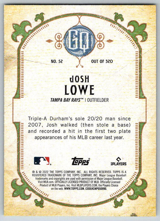 Josh Lowe 2022 Topps Gypsy Queen # 52 RC Tampa Bay Rays - Collectible Craze America