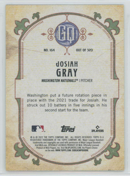 Josiah Gray 2022 Topps Gypsy Queen # 164 RC Green Border Washington Nationals - Collectible Craze America