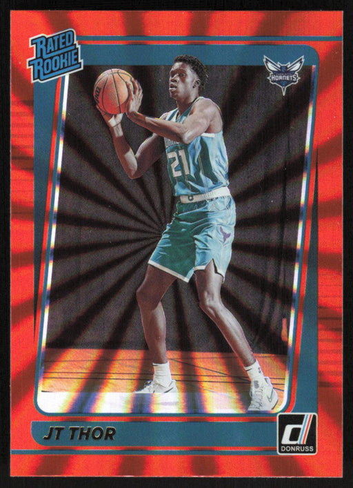 JT Thor 2021 Donruss Rated Rookie # 222 RC Orange Holo Laser Charlotte Hornets - Collectible Craze America