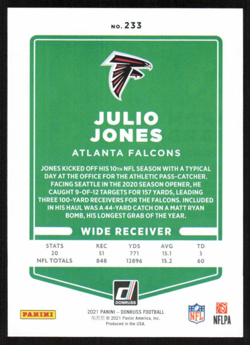 Julio Jones 2021 Donruss Football # 233 Atlanta Falcons Base - Collectible Craze America