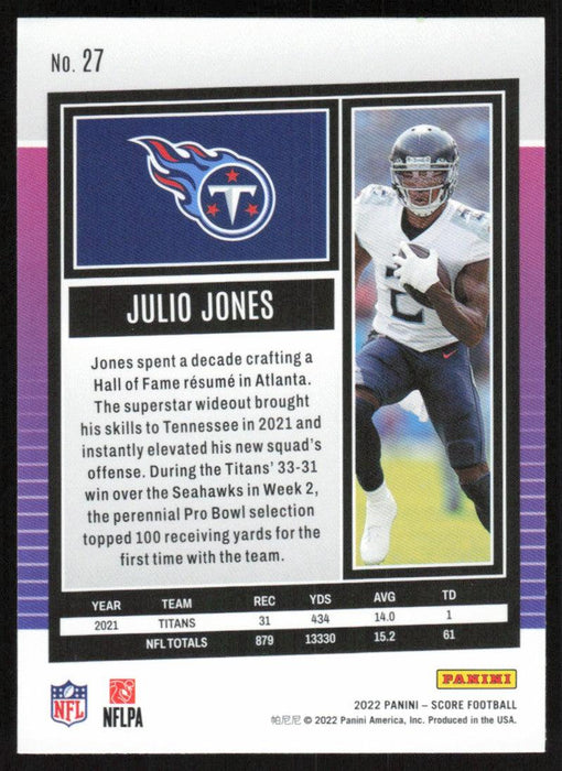 Julio Jones 2022 Panini Score Football # 27 Base Tennessee Titans - Collectible Craze America