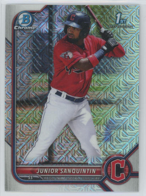 Junior Sanquintin 2022 Bowman Chrome Prospects # BCP-80 Mojo Refrctor Cleveland Guardians - Collectible Craze America