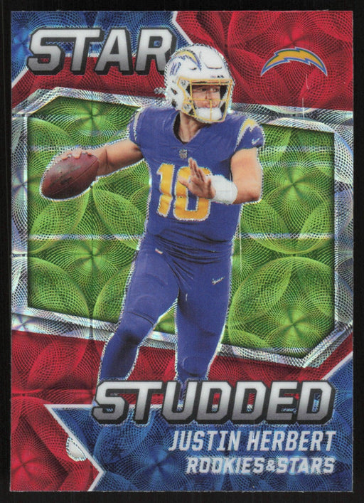 Justin Herbert 2021 Panini Rookies & Stars # SS-18 Star Studded Red Scope Los Angeles Chargers - Collectible Craze America