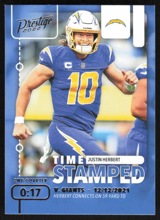 Justin Herbert 2022 Panini Prestige Time Stamped # TS-6 Insert Los Angeles Chargers - Collectible Craze America