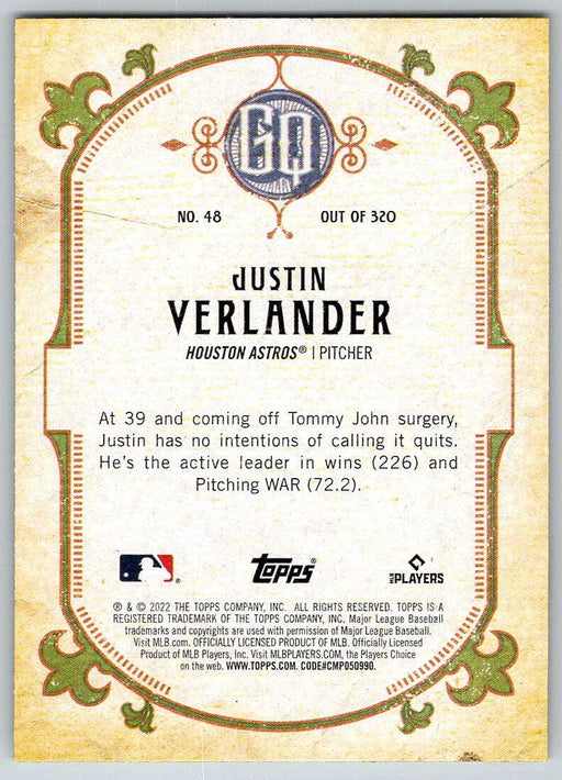 Justin Verlander 2022 Topps Gypsy Queen # 48 Houston Astros - Collectible Craze America