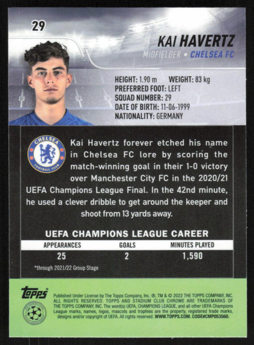 Kai Havertz 2021 Topps Stadium Club Chrome UEFA Champions League # 29 Chelsea FC Base - Collectible Craze America