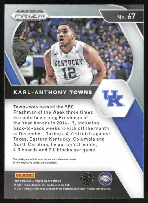 Karl-Anthony Towns 2021 Panini Prizm Draft Picks # 67 Kentucky Wildcats - Collectible Craze America