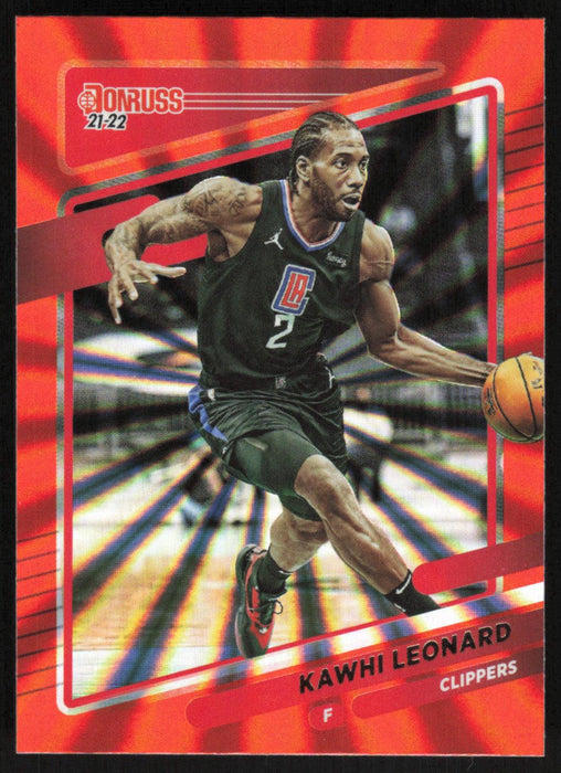 Kawhi Leonard 2021 Donruss # 136 Orange Holo Laser Los Angeles Clippers - Collectible Craze America