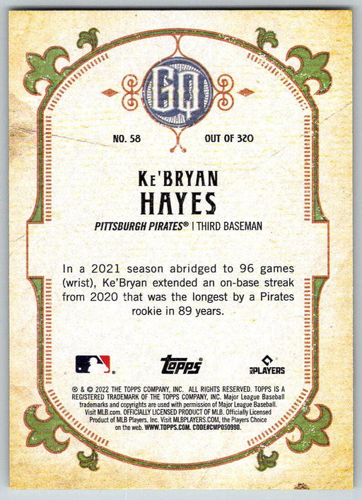 Ke'Bryan Hayes 2022 Topps Gypsy Queen # 58 Pittsburgh Pirates - Collectible Craze America