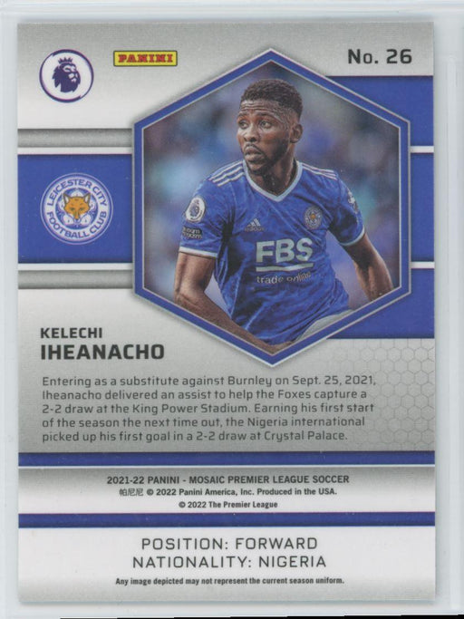 Kelechi Iheanacho 2021 Panini Mosaic Premier League # 26 Leicester City - Collectible Craze America