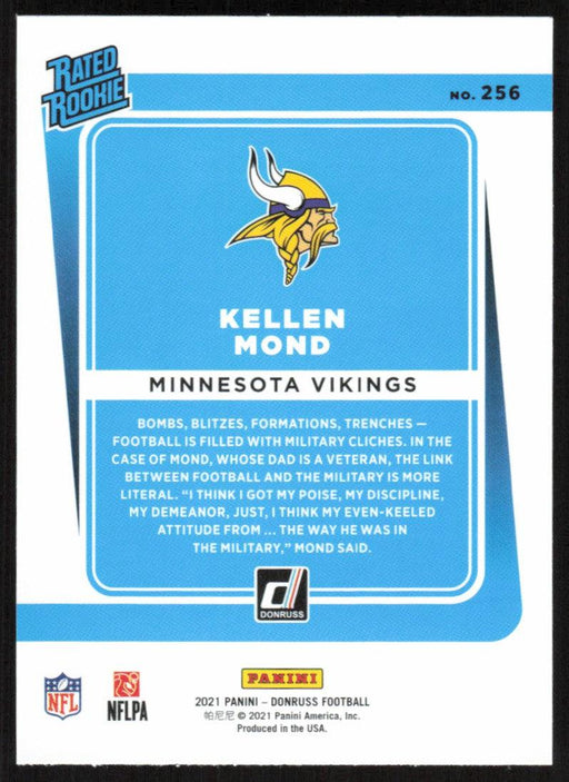 Kellen Mond 2021 Donruss Football # 256 RC Minnesota Vikings Rated Rookie Base - Collectible Craze America