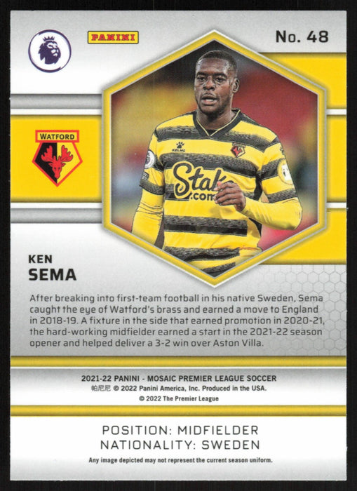 Ken Sema 2021 Panini Mosaic Premier League # 48 RC Watford Base - Collectible Craze America