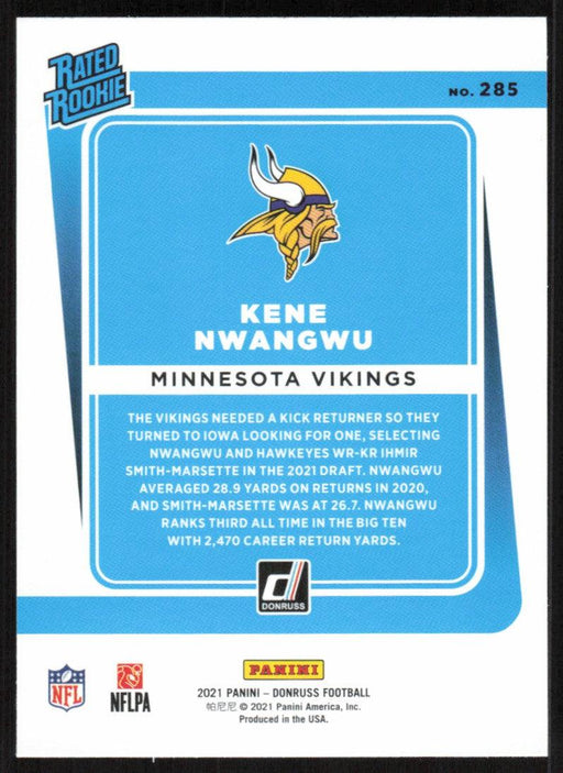Kene Nwangwu 2021 Donruss Football # 285 RC Minnesota Vikings Rated Rookie Base - Collectible Craze America