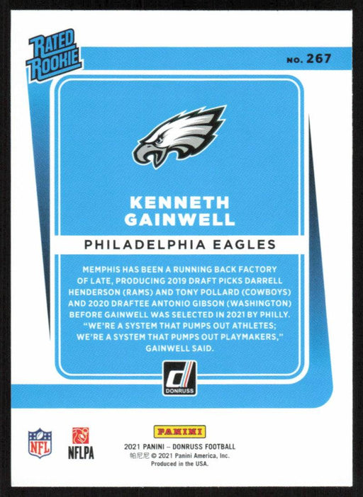 Kenneth Gainwell 2021 Donruss Football # 267 RC Philadelphia Eagles Rated Rookie Base - Collectible Craze America
