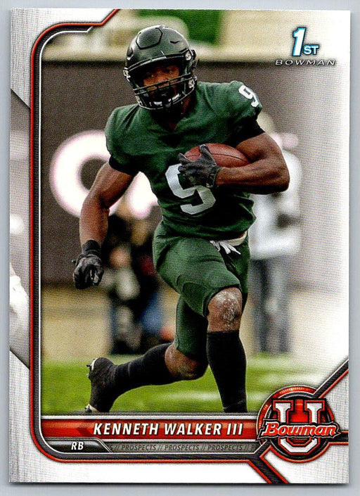 Kenneth Walker III 2021 Bowman University Football # 82 Michigan State Spartans 1st Bowman - Collectible Craze America