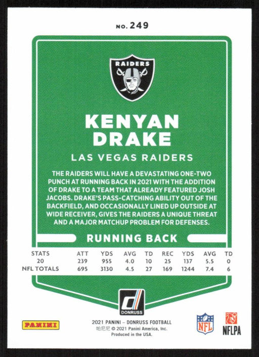 Kenyan Drake 2021 Donruss Football # 249 Las Vegas Raiders Base - Collectible Craze America