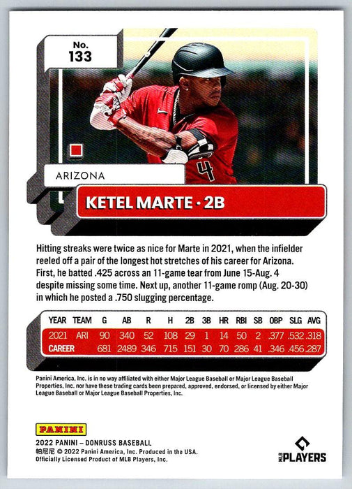 Ketel Marte 2022 Donruss Baseball # 133 Arizona Diamondbacks - Collectible Craze America