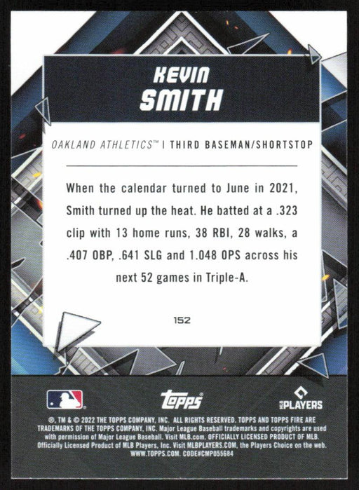 Kevin Smith 2022 Topps Fire Baseball # 152 Oakland Athletics Base - Collectible Craze America