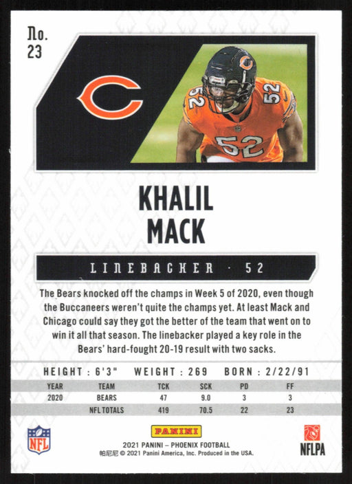 Khalil Mack 2021 Panini Phoenix # 23 Chicago Bears Base - Collectible Craze America