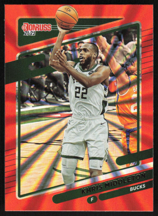 Khris Middleton 2021 Donruss # 199 Orange Holo Laser Milwaukee Bucks - Collectible Craze America