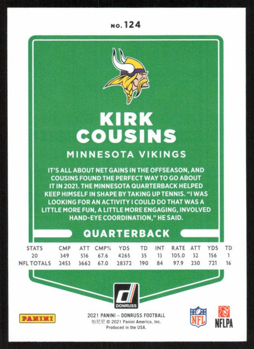 Kirk Cousins 2021 Donruss Football # 124 Minnesota Vikings Base - Collectible Craze America