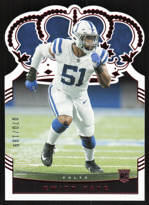 Kwity Paye 2021 Panini Chronicles Crown Royale Rookie # CR-40 RC Red 70/199 Indianapolis Colts - Collectible Craze America