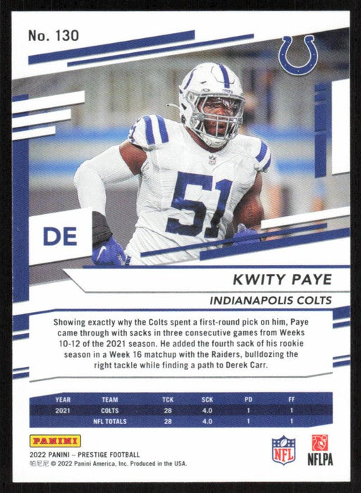 Kwity Paye 2022 Panini Prestige # 130 Indianapolis Colts - Collectible Craze America