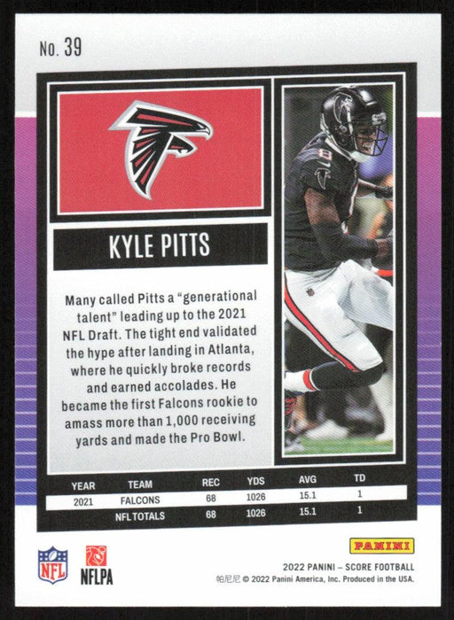 Kyle Pitts 2022 Panini Score Football # 39 Base Atlanta Falcons - Collectible Craze America