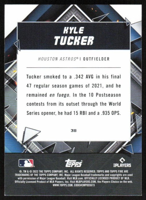 Kyle Tucker 2022 Topps Fire Baseball # 38 Houston Astros Base - Collectible Craze America