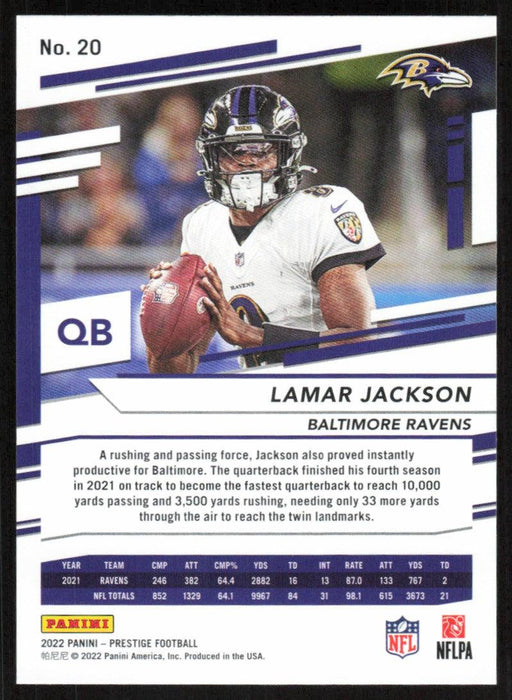 Lamar Jackson 2022 Panini Prestige # 20 Baltimore Ravens - Collectible Craze America